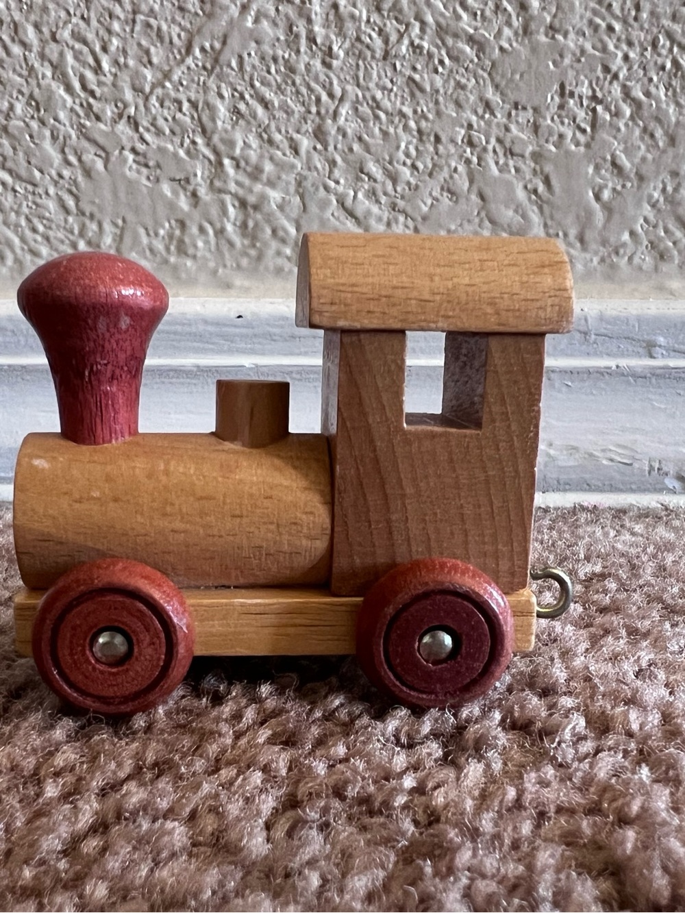 Wooden Toy Train Engine - Natural Wood and Red